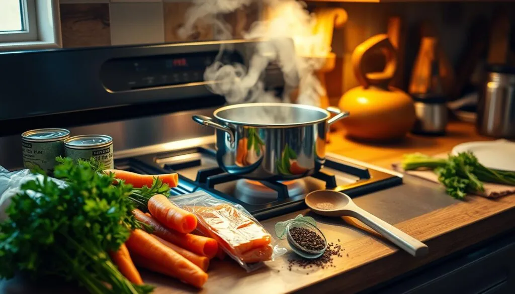 Preparing Wild Salmon Soup on Stovetop Preparing Wild Salmon Soup on Stovetop